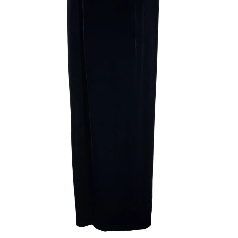 Alex Evenings Size 12 Dress Slip Gown Velvet Spaghetti Strap Evening Back Slit - Picture 7 of 15